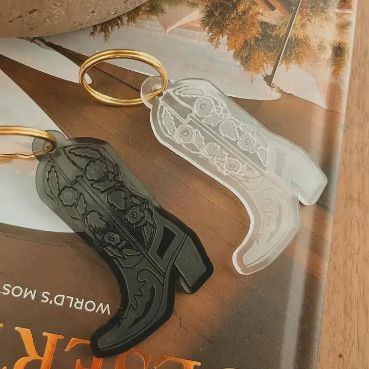 FLORAL BOOT ACRYLIC KEYCHAIN