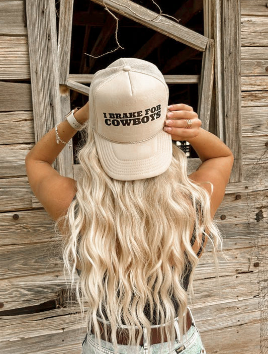 BRAKE FOR COWBOYS TRUCKER HAT