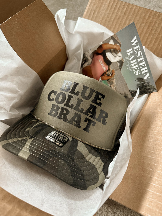 BLUE COLLAR BRAT TRUCKER HAT