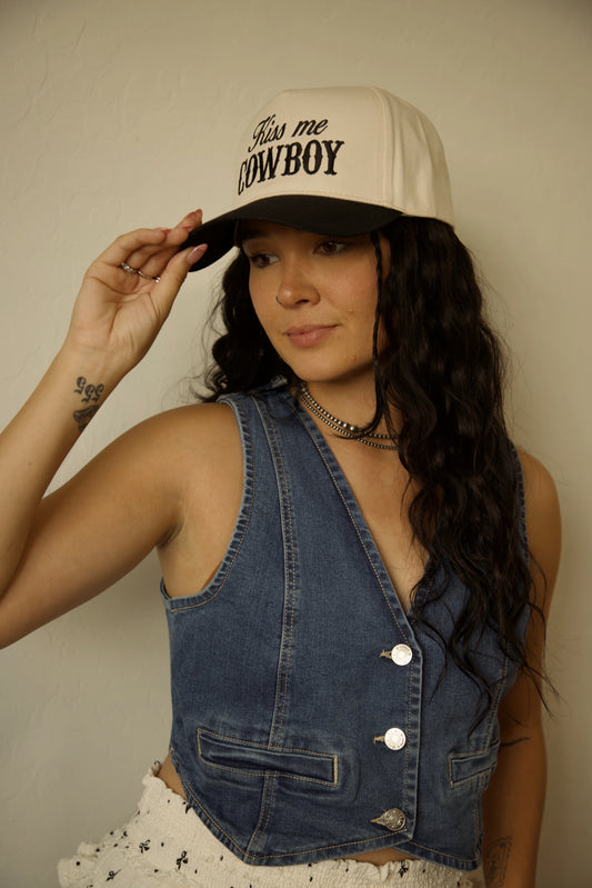 DENIM BUTTIN DOWN VEST
